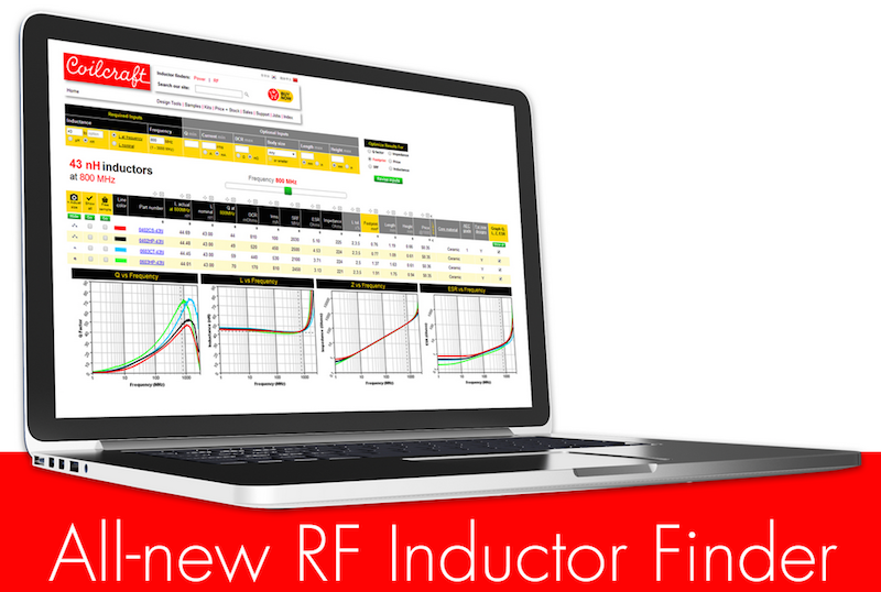 Coilcraft's RF Inductor Finder helps engineers find parts using true operating conditions